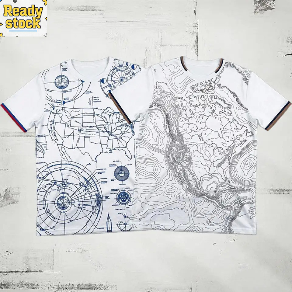 America Topographic Map Print T-Shirt 2026 New Breathable Shirt Tee Men's Women's Fashion Streetwear Casual O-Neck Top