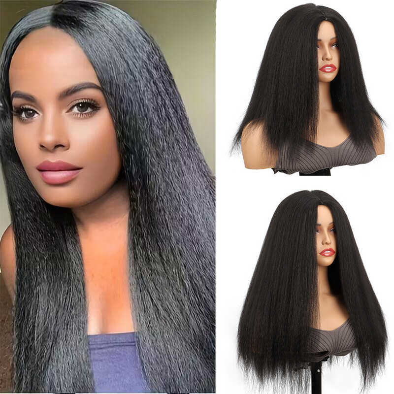 Cross-Border European American Wig Long Straight Hair Black High Temperature Silk Headgear Simulation Hair Foreign Trade Middle Point Fashion Jacksi Headgear