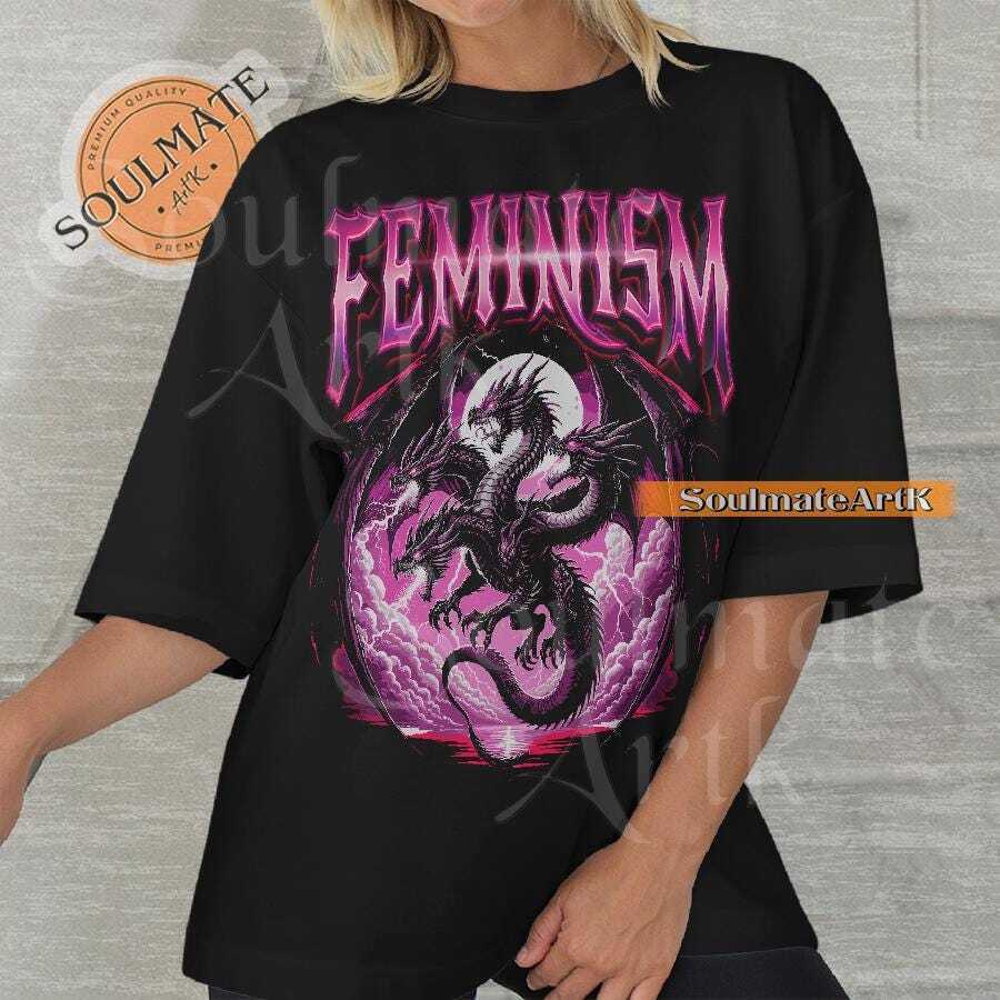 Feminism Dragon Shirt Fantasy Castle Tshirt Gothic Feminist Vintage Sweatshirt Women Empowerment Hoodie Unisex Graphic 90S Tee kk1.my