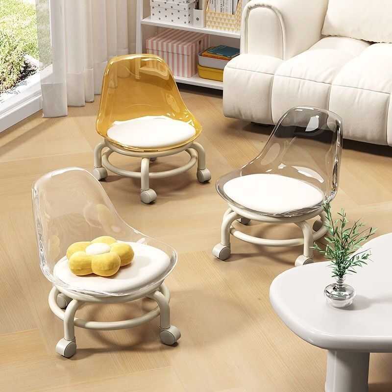 Acrylic Small Stool with Wheels Children's Toddler Stool Chair Pulley Low Stool Beautiful Seam One Piece Minimum Batch