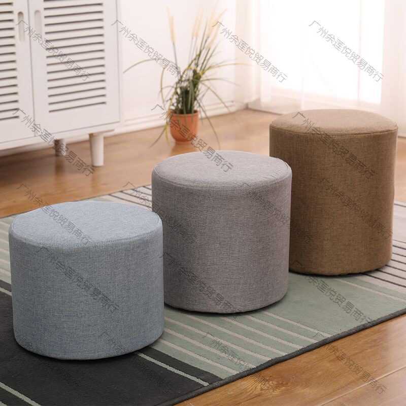 Shoe Changing Stool Fabric Round Stool Household Living Room Low Pier Adult Sofa Soft Stool Foot Stool Dressing Stool Fit