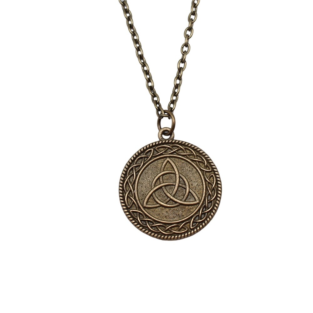 Celtic Symbols Hexagrams Mystical Amulet Pendant Antique Bronze Metal Daughter Collar Necklace Handmade
