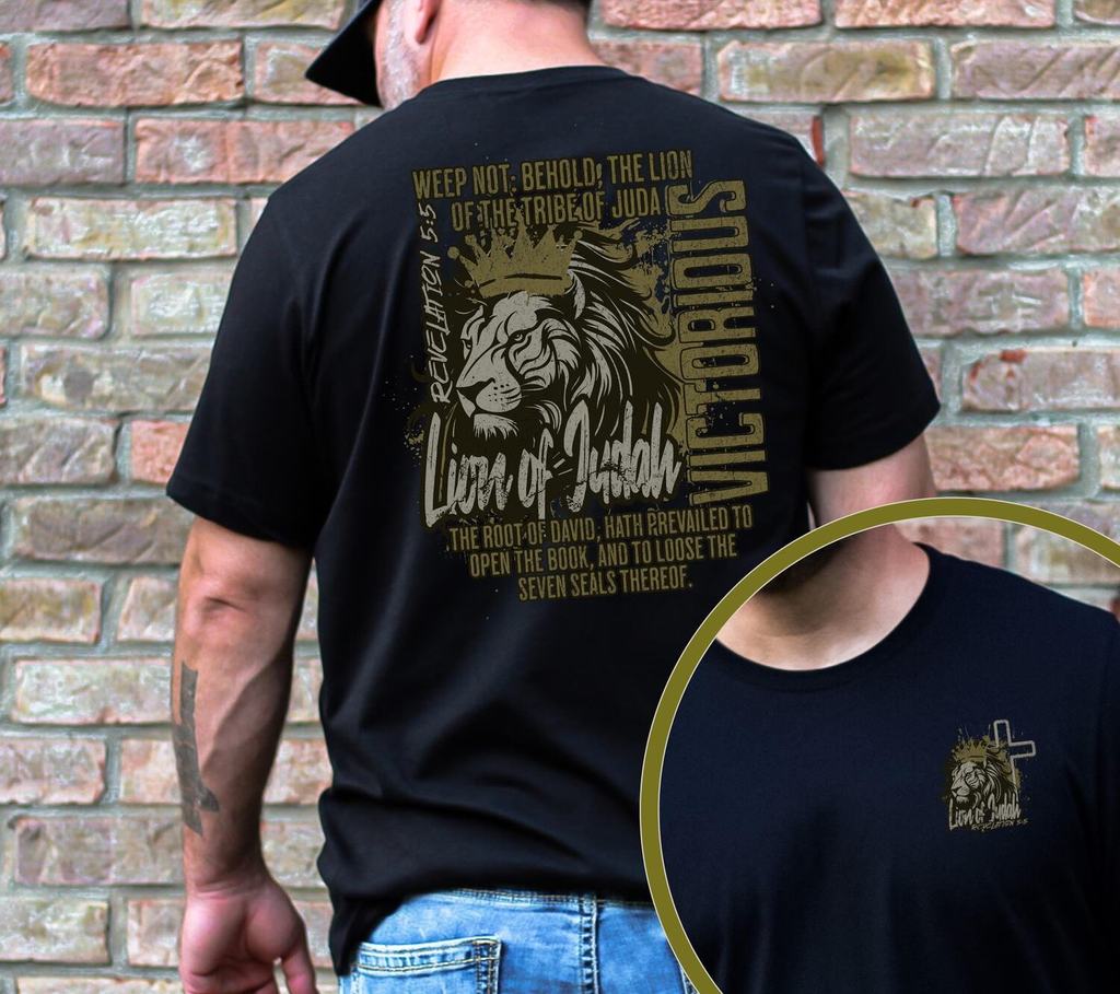 Lion Of Judah Christian Mens Shirts Gift Idea For Dad Religious Apparel Faith-Based Clothing Christianity Clothes Bible Verse KJV Scripture