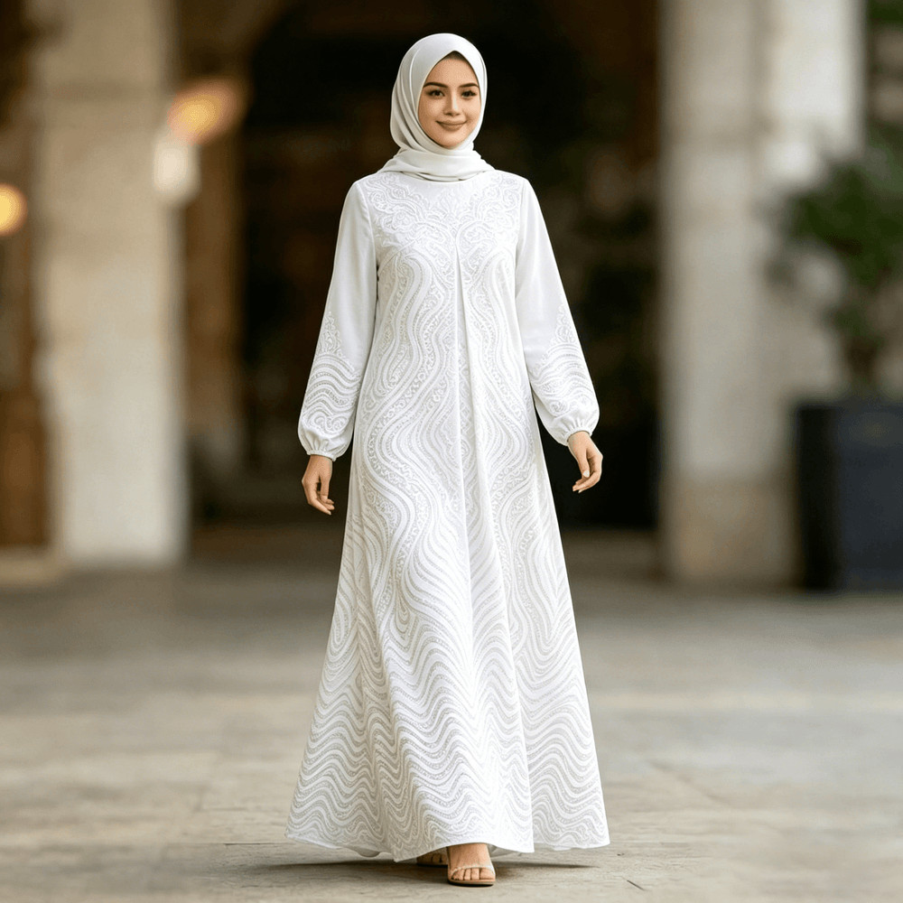 Muslim Dress Women Long Sleeve Modest Abaya Kaftan Baju Kurung Modern Islamic Clothing 041b
