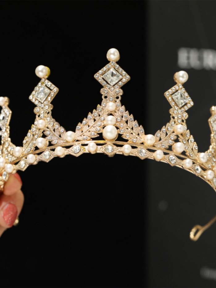 New product Crown Headdress Children's High-End Rhinestone Crown Princess Birthday Gift Girl Stage Performance Girl Performance Hair Accessories