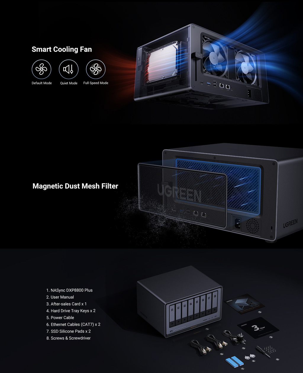 UGREEN NASync DXP8800 Plus 256TB NAS Cloud Data File Storage