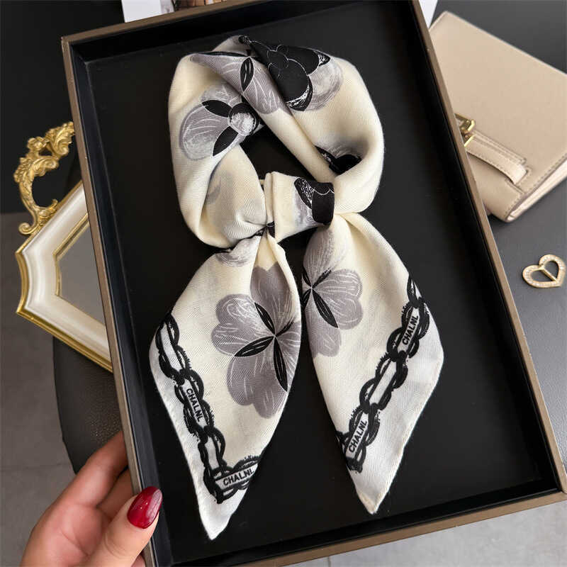2025 British Style Imitation Velvet Herringbone Pattern Cotton Linen Small Square Scarf Silk Scarf Headscarf Shawl Sunscreen Bib Women Scarf