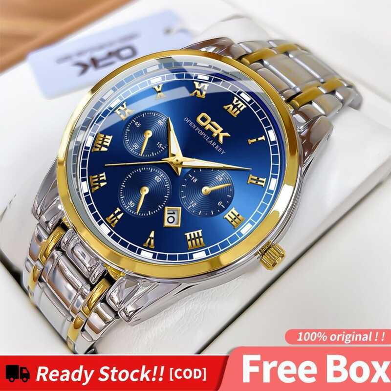OPK Watch For Men Water Proof Relo for Man Original Business Genuine Quartz Stainless Steel Accurate Wear-Resistant Luminous Calendar Charm Watches