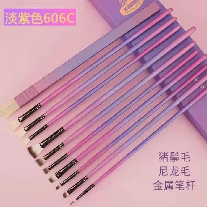 Korean Bamboo Gouache Brush Set Row Pen Art Students Dedicated Acrylic Oil Brush Fan-Shaped Pen National Trendy Gouache Chalk Multi @-