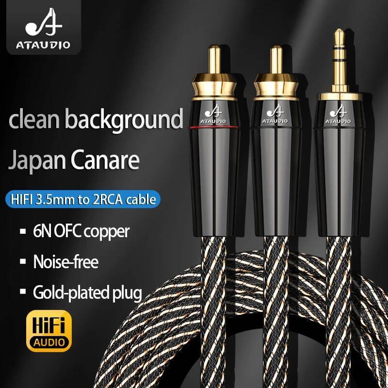 HiFi 3.5mm to 2rca Audio Cable 6N OFC AUX 3.5 Stereo Jack RCA Y Splitter Cable for MP3 MP4 PC Phone Amplifiers Mixer