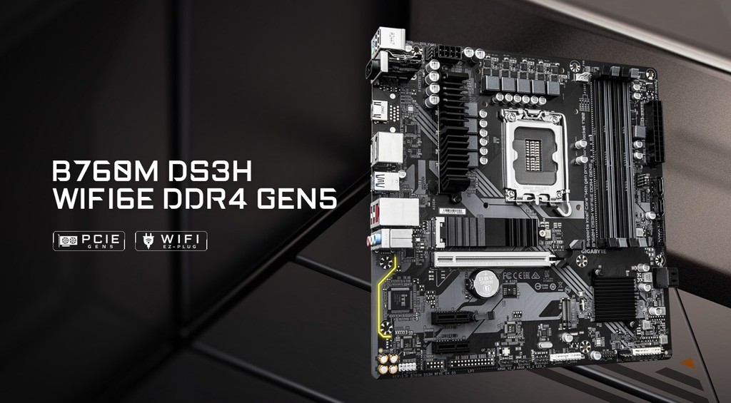 Gigabyte B760M DS3H WiFi6E Gen5 LGA1700 DDR4 mATX Motherboard with PCIe 5.0 Dual M.2 | Castle IT - Shop the Best Deals on Computers Online - Your One-Stop Computer Shop