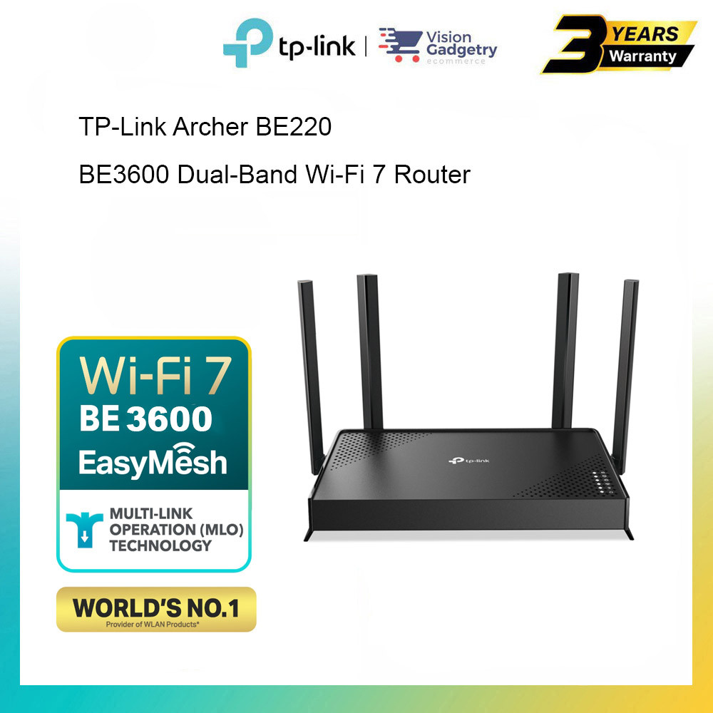 TP-Link Archer BE220 BE3600 Dual-Band Wi-Fi 7 Router | VGDC SDN BHD