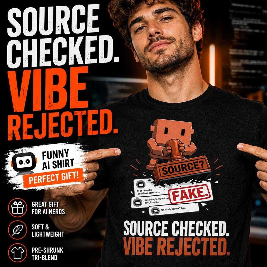 Claude AI Shirt Source Checked Vibe Rejected T-Shirt Funny Prompt Engineer Tee AI Developer Apparel LLM Meme Gift