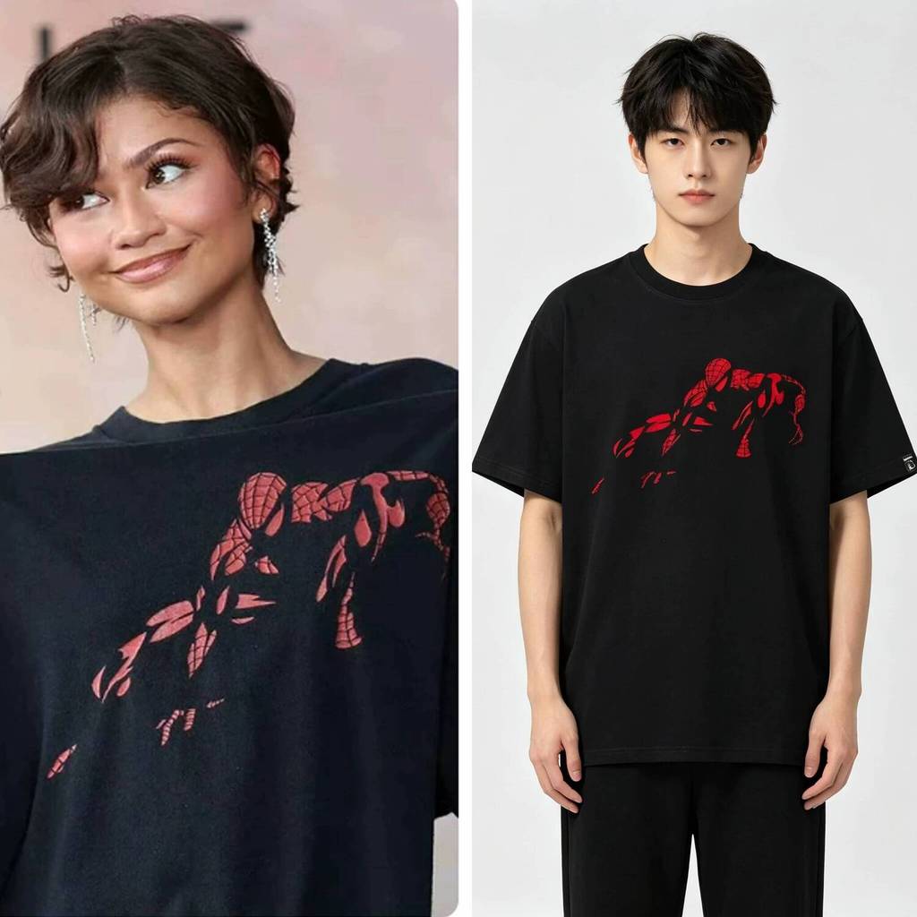 【Cod】 Spider-Man: New Day Zandaya Edition T-Shirt Short-Sleeved Movie Skin-Friendly Merchandise Dutch Brother Summer Milk Silk Half-Sleeve Trendy Shirt Dzkr2.My