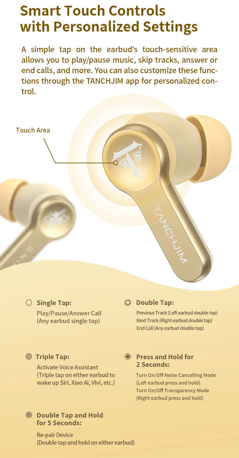 TANCHJIM Mino Asano Tanch Edition, True Wireless Earbuds: 10mm Dynamic ...