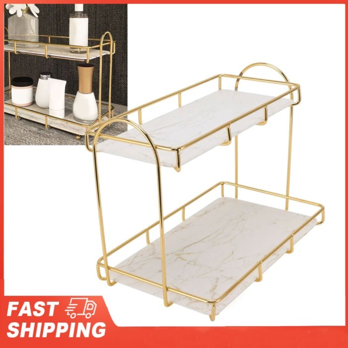 Bathroom Shelf Gold White 2 Tier Shampoo Storage Rack Anti Slip Makeup Shelf Shower Corner Shelves Bathroom Organizer Ac