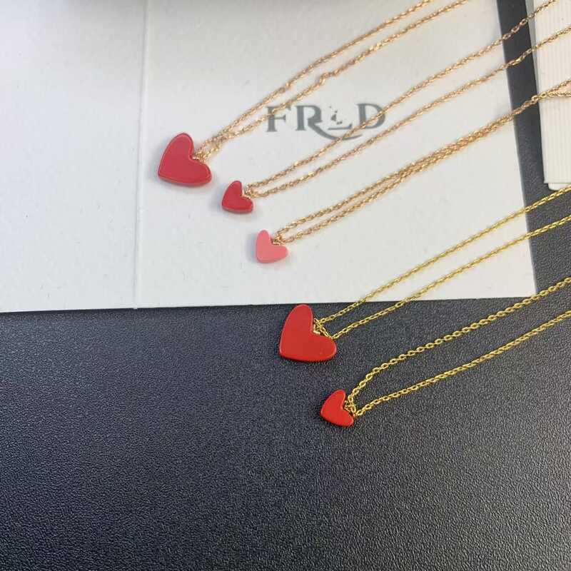 Japanese Little Red Heart Love Fashion Temperament Exquisite S925 Sterling Silver Necklace Female Plated 18K Rose Gold Silver Clavicle Chain