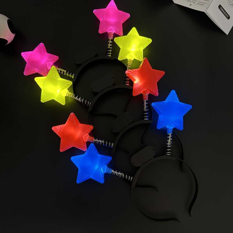 Glowing LED Heaear Pentagram Headband Fluorescent Hairband Props