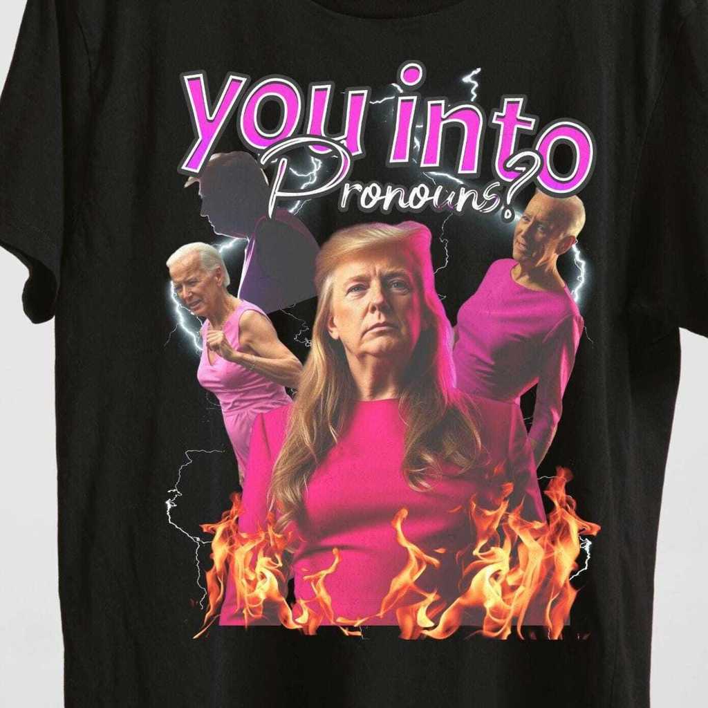 Funny Pronouns Meme T-Shirt: Trump & Biden Political Humor Tee