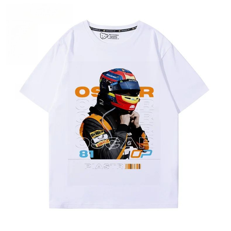 Mclaren F1 Racing Formula Racing Oscar Piastri Merchandise Men And Women Milk Silk Short Sleeve T-Shirt Versatile Trendy