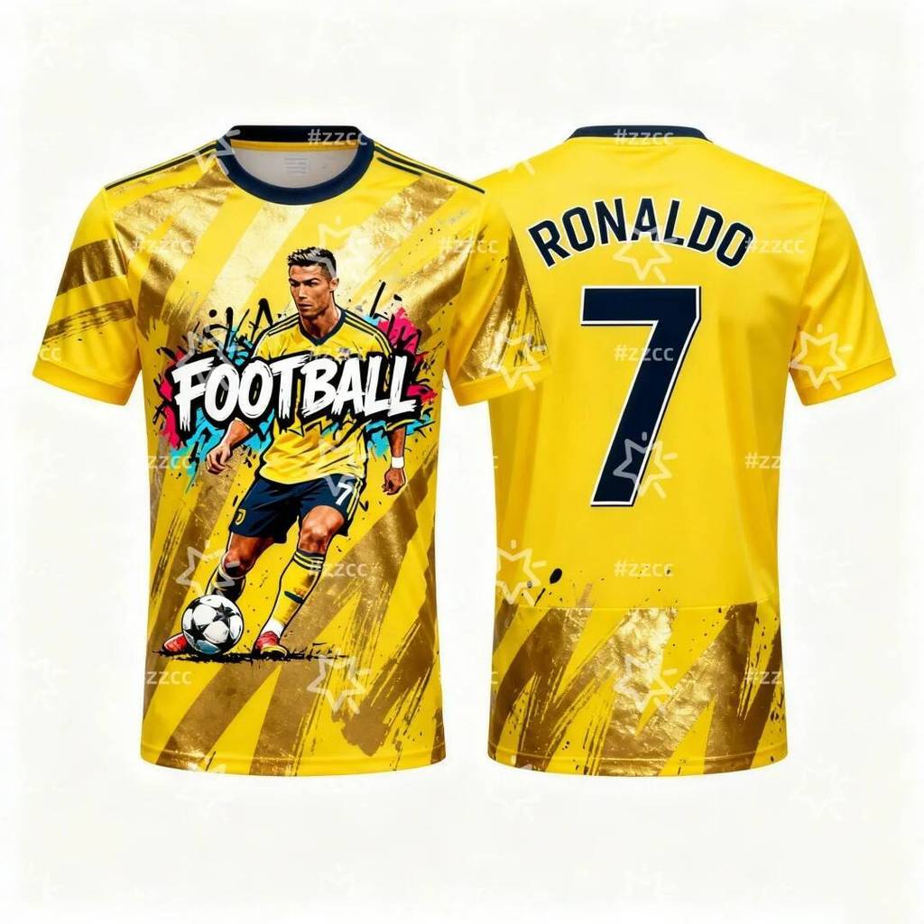 Free Custom Ronaldo Commemorative Football Jersey Competition Training Autumn Sports Dry Quickly Men's T-Shirt Clothing