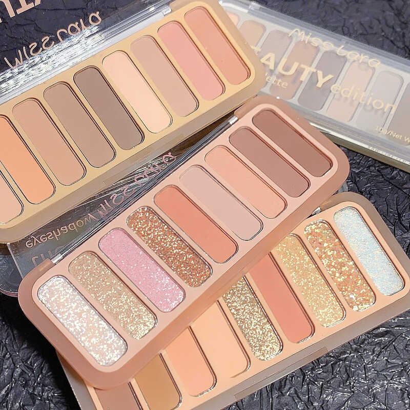 Miss lara Nine-Color Eyeshadow Palette Daily Makeup Cement Palette Earth Color Blush High Gloss Repairing Matte All-in-One