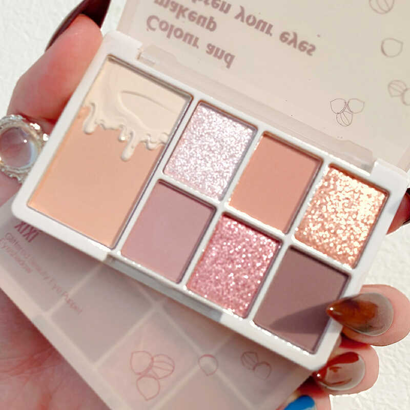 Xixixi Chestnut Seven-Color Eyeshadow Palette Beginner Student Pearlescent Matte Fine Flashing Contouring Nose Shadow Blush All @