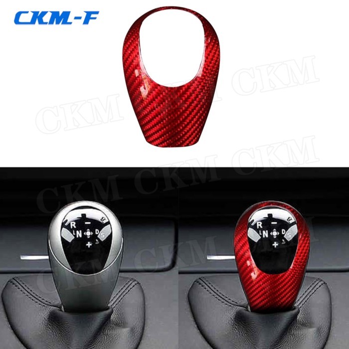 Carbon fiber Gear Shift Knob Cover left and Right Universal For BMW old M series M3 M5 M6 Black Red Car Accessories