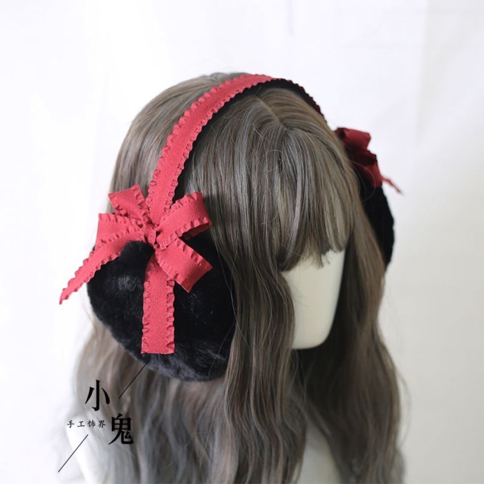 Japanese lolita Earmuffs Earmuffs Keep Warm Female Winter Korean Version Cute Bow Thickened Folding Earmuffs