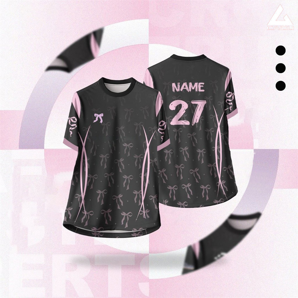 2025 Limited Edition Coquette Ribbon Bow Tie Jersey custom name Baju Lelaki Lengan Pendek Quick Dry Full Sublimation Microfiber Jersi Viral