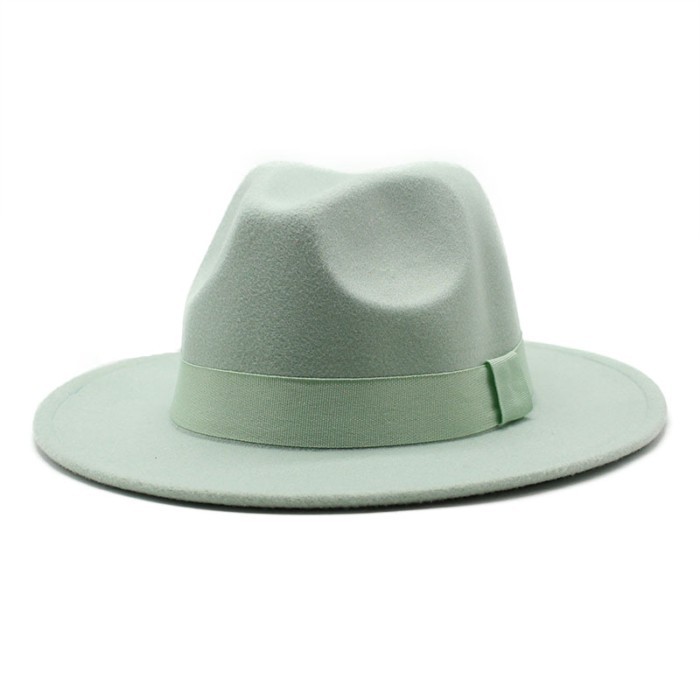[Ethnic Style Hat] Autumn Winter Men Women Big Brim Korean Version Fashion Woolen Jazz British Style Top Hat CMN047