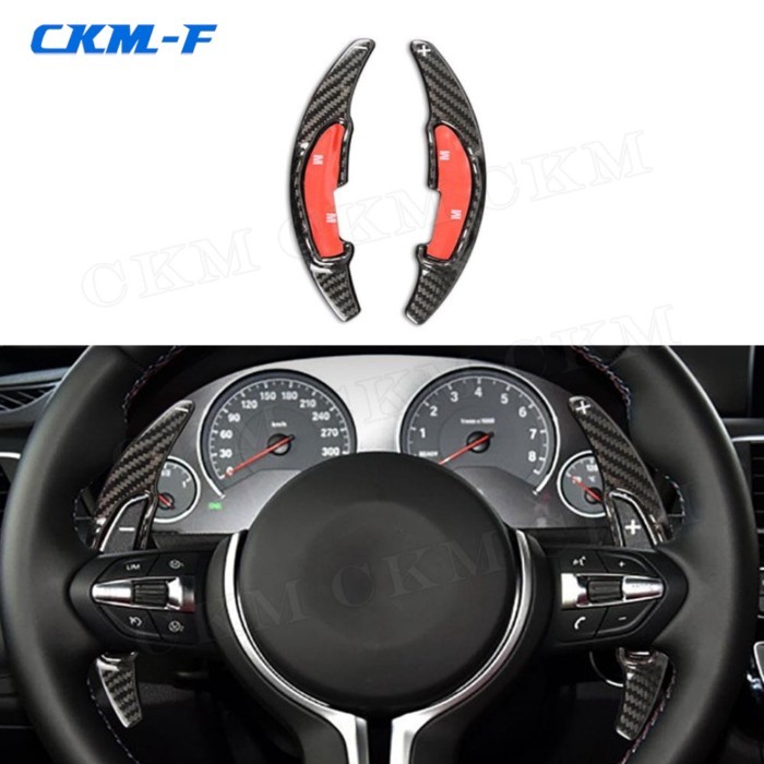 Real Carbon Fiber Red/Black Car Accessories Paddle Shifter Sticker For BMW M2 M3 M4 M5 M6 X5M X6M