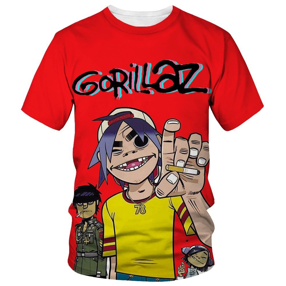 2026 Hot sales The Latest Cartoon Gorillaz 3D Printed Men's T-shirt Summer Fashion Short Sleeve Crew Neck Top Unisex Breathable Street Tees‌‌