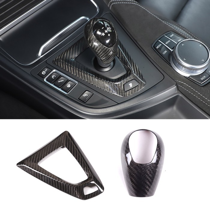 Real Carbon Fiber Black Center Console Gear Shift Knob Trim Cover For BMW M2 F87 M3 F80 M4 F82 M5 F83 F10 F85 X5M F86 X6