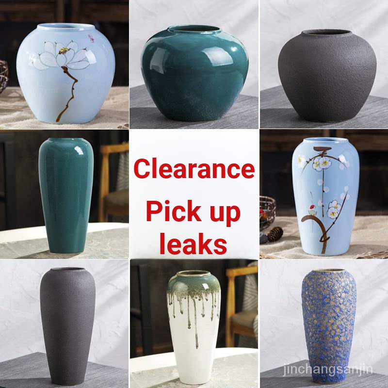 Leak Picking Jingdezhen Ceramic Vintage Time Pottery Pot Stoneware Floor Vase Living Room Flower