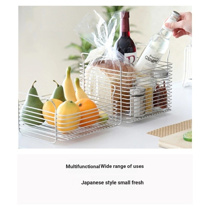 Storage Storage Basket Iron Storage Basket Japanese Style Iron Storage Basket Stainless Steel Basket Kitchen Storage Basket Fruit Basket Bread Basket Book Sundries Basket 304 Stainless Steel Electrolytic Storage Basket