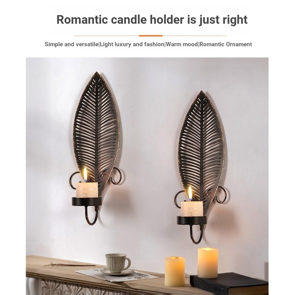 Candle Holder Wall-Mounted Retro Time Scented Candle Holder European Retro Candle Holder Candle Holder Retro Time Wall-Mounted Candle Holder Iron Black Gold Candle Holder Wall-Mounted 2-Piece Set Living Room Wall Decoration S