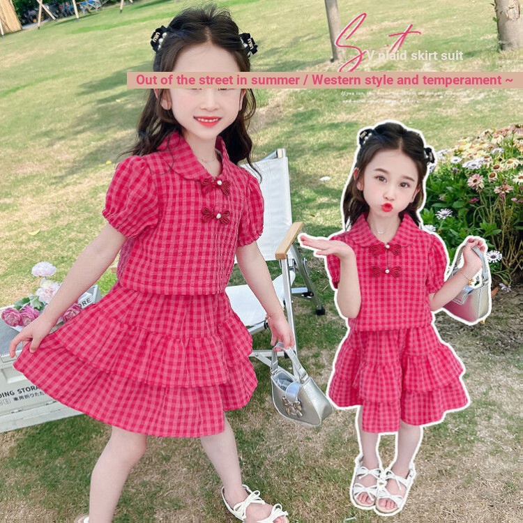 Girls Summer Short Skirt Suit 2025 Children's Clothing Short-Sleeved Fashionable Fashionable Two-Piece Suit Baby Summer Thin Style