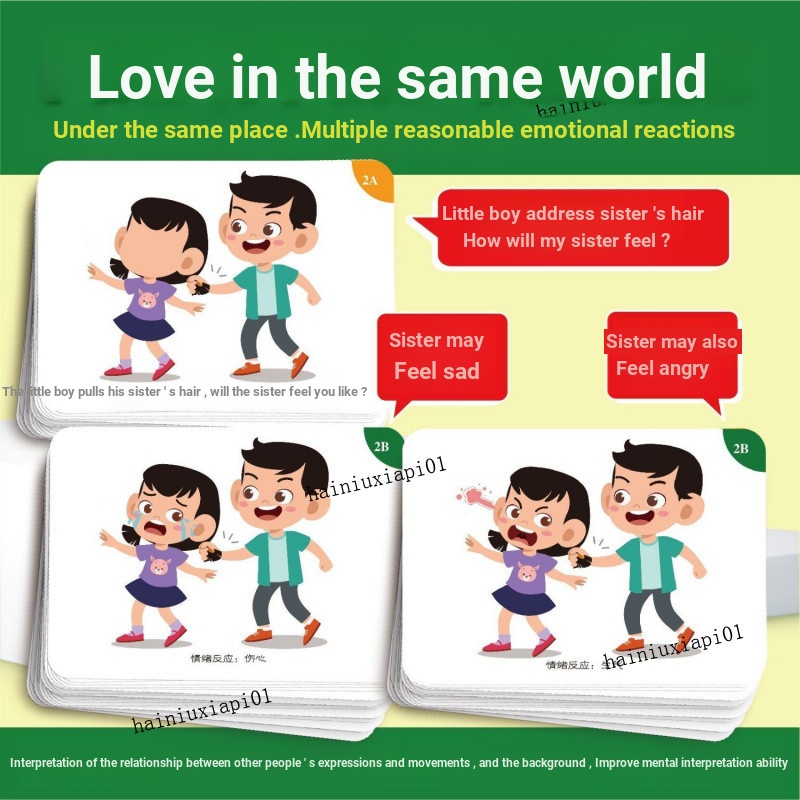 Multi-Emotional Reaction Ideas Interpretation Under the Same Situation Social Mind Children's Educational Flash Card Autism Recovery [Simplified Characters]