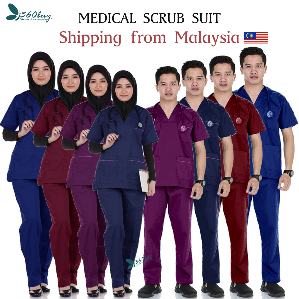 【MALAYSIA READY STOCK】 BAJU SCRUB MEDICAL SCRUB SUIT Doctor 's Scrub FOR MAN & WOMEN / TOP+PANTS