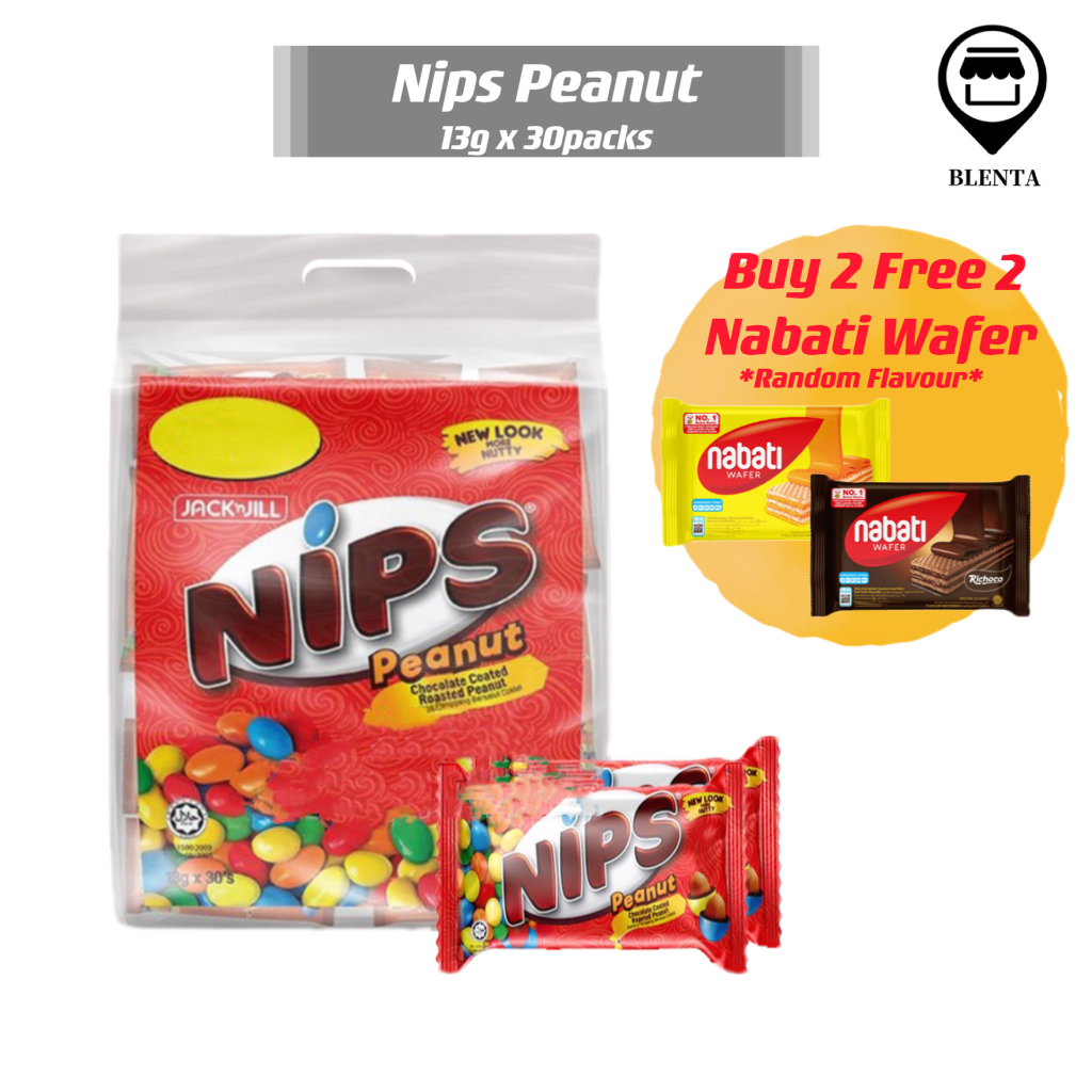 Jack ‘n Jill Nips Peanut Chocolate Coates Roasted Peanut 13g x 30packs SG Snack Tidbits