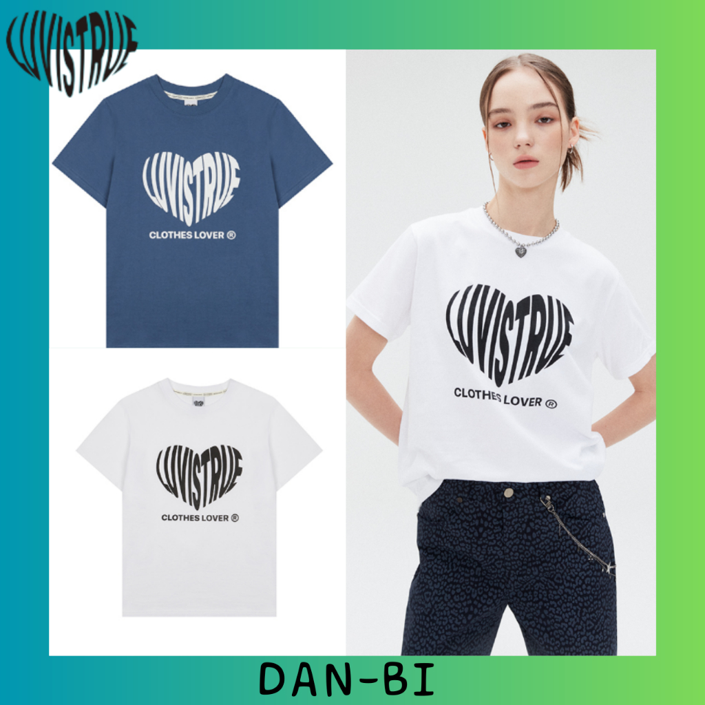 [LUVISTRUE] SU HEART LOGO T-SHIRTS SHORT SLEEVES 2COLORS WHITE BLUE KOREA STYLE