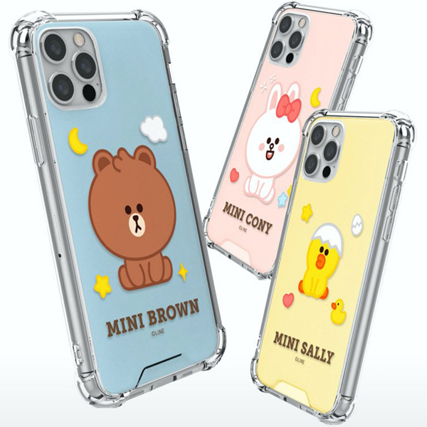 Line Friends Mini Clear Cushion Case for iPhone 14 13 12 11 XS 7/8 SE2 SE3 Plus ETC