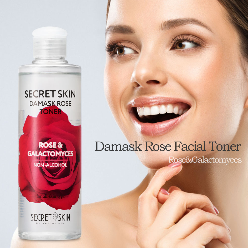 SECRET SKIN Damask Rose Facial Toner 250ml Rose Galatomyces Alcohol Free Hydrating Moisturizing Balancing Korean Skin Care Dry Skin