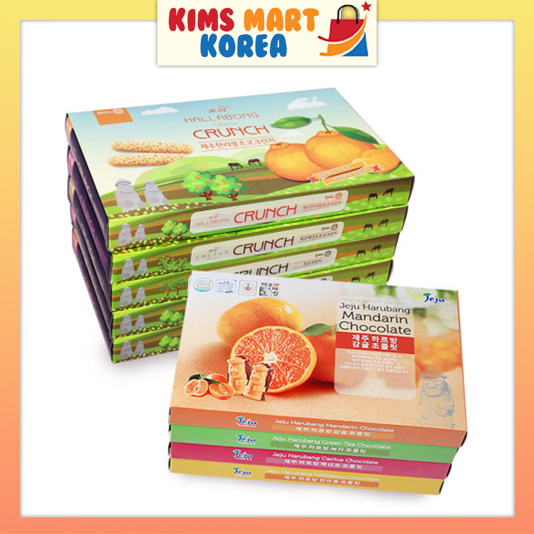 Jeju Choco Crunch, Hareubang Chocolate Tangerine, Green Tea, Pricky Pear Cactus, Hallabong Korean Jeju Isalnd Food