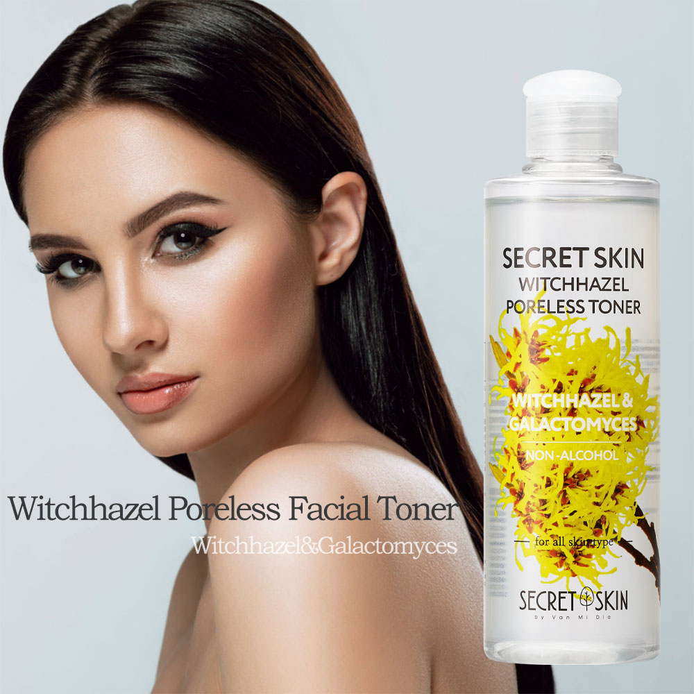 SECRET SKIN Witch Hazel Poreless Facial Toner 250ml Witch Hazel Galatomyces Alcohol Free Hydrating Moisturizing Balancing Korean Skin Care Dry Skin