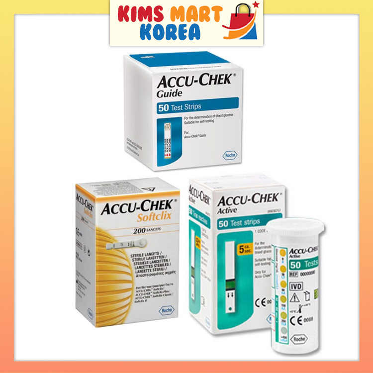 Accu-Chek Test Strips Blood Glucose Monitoring System Active, Guide, Softclix