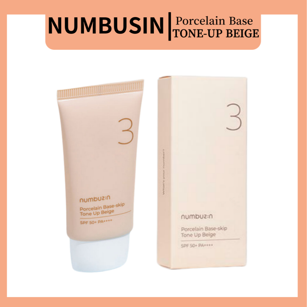 [NUMBUSIN] Porcelain Base-skip TONE-UP BEIGE 50ml SPF 50+ PA++++ | Korean Facial Sunscreen / Strong UV protection / Powdery | Easy&Natural Makeup Effect Without Foundation