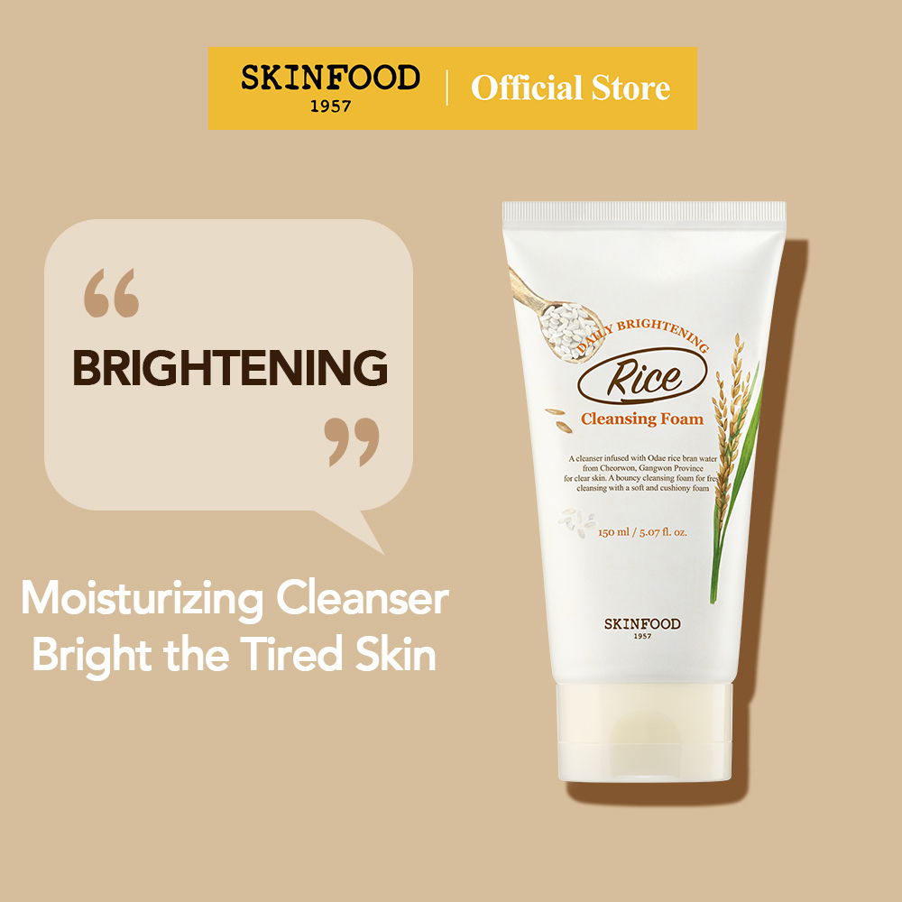 [SKINFOOD Official] Rice Daily Brightening Cleansing Foam 150ml / Clear & Radiance Effect with Fermented White Rice Ingredients