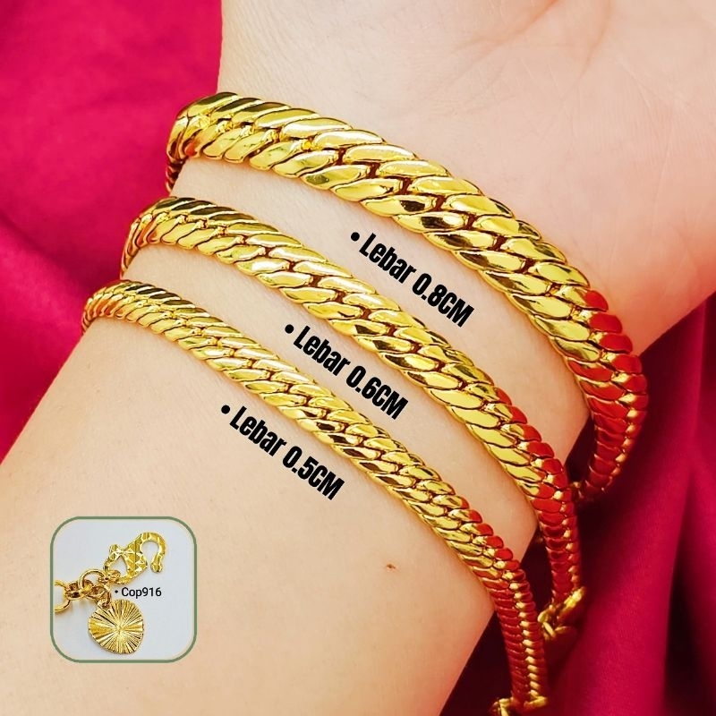 NEW ITEM Emas Saduran 24K Gelang Tangan Snake Skin Fullpatri